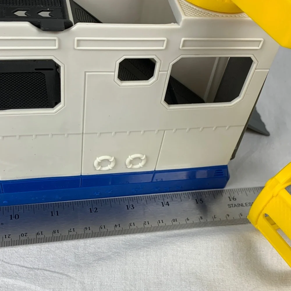 Toy Rescue Ship Vehicle - White, Blue & Yellow Kids Play Boat